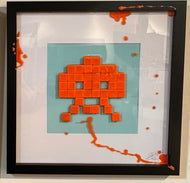 Space invaders in orange and blue by Rolf Gruyters