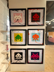 Space Invaders in white marble and black by Rolf Gruyters