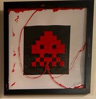 Space Invaders in red and black by Rolf Gruyters