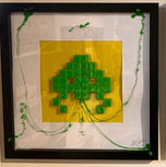 Space Invaders in green and yellow by Rolf Gruyters